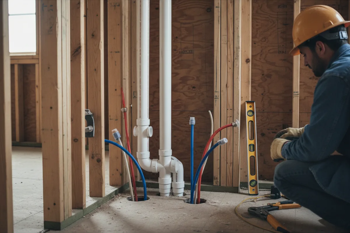 Drain and supply rough-in during Toilet Repair and Installation in Grover
